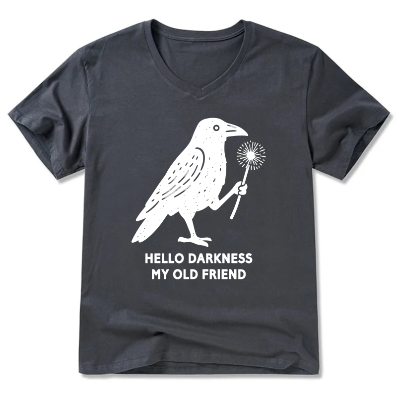 Hello Darkness My Old Friend Raven T-Shirt Black Bird Design