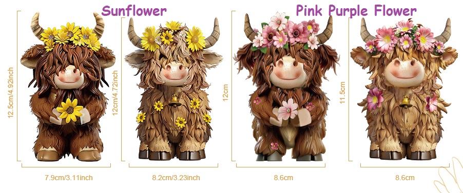 Gejoy Halloween Highland Cow Statue Fall Cattle Figures 3D Highland Cattle Ornament Halloween Gift Christmas Gift Cute Decoration for Home, Halloween Party Season Decor, Housewarming Gift, Bathroom Decor, 2/3pcs