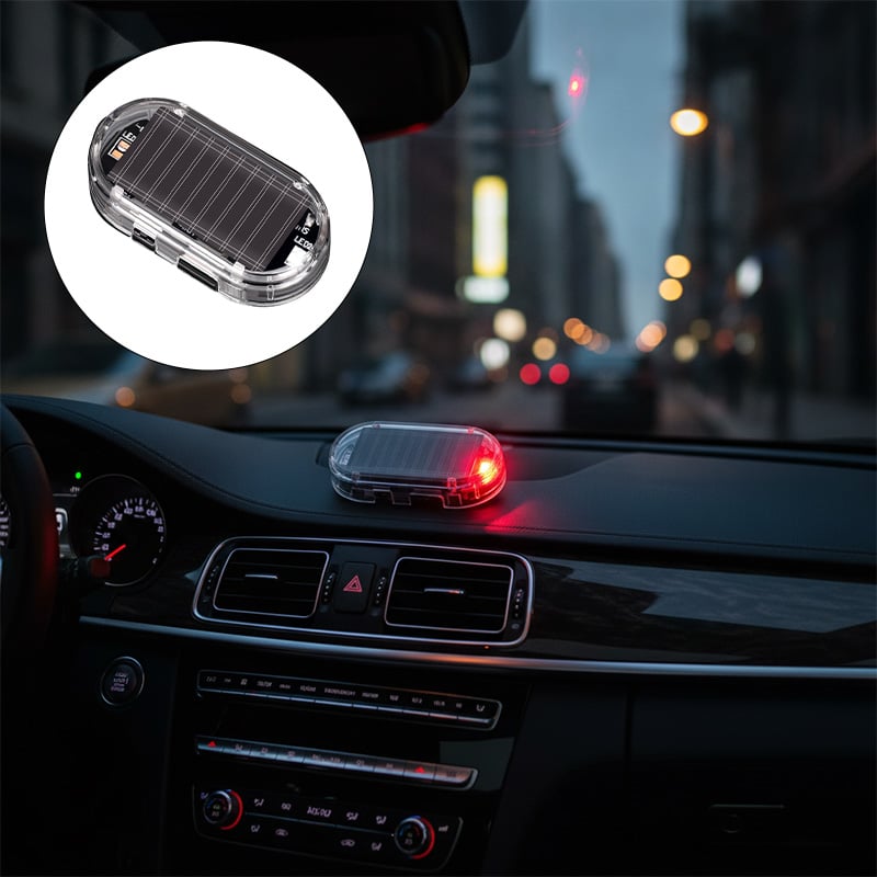 Solar-Powered Motion Sensor Simulated Car Alarm Light