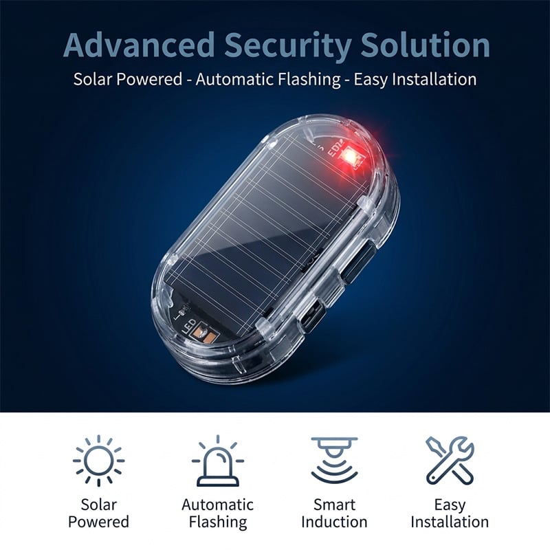 Solar-Powered Motion Sensor Simulated Car Alarm Light
