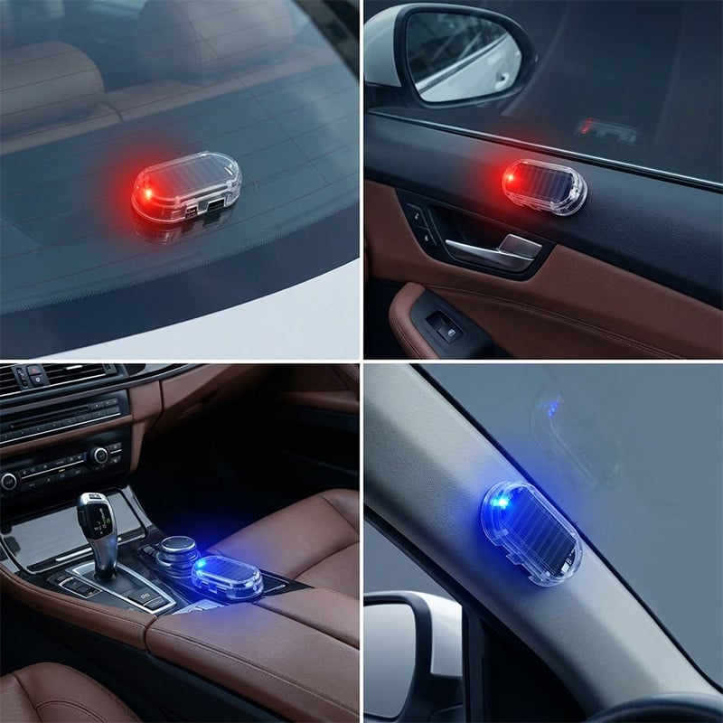 Solar-Powered Motion Sensor Simulated Car Alarm Light