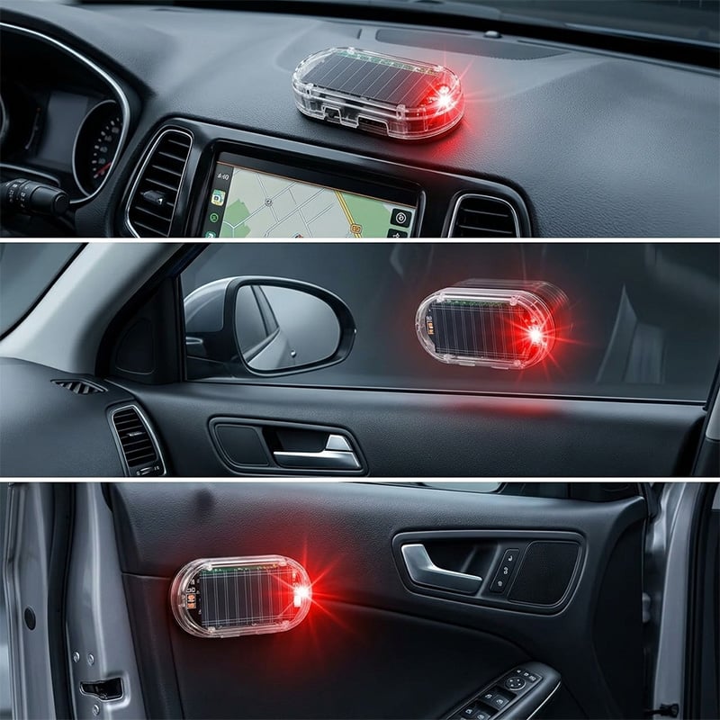 Solar-Powered Motion Sensor Simulated Car Alarm Light