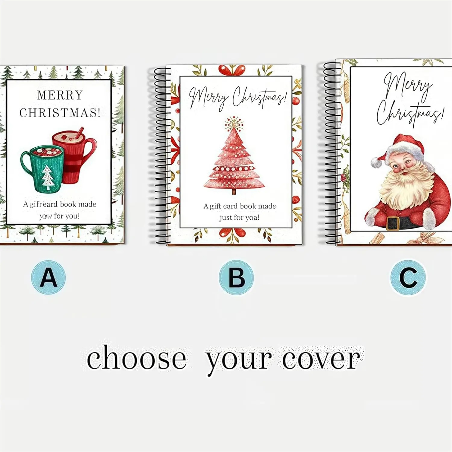 Christmas Gift Card Book, DIY Spiral-Bound Christmas Gift Card Holder Book, 5x7 Inch Colorful Design, Personalized Xmas Gifts for Family, Festive & Party Supplies