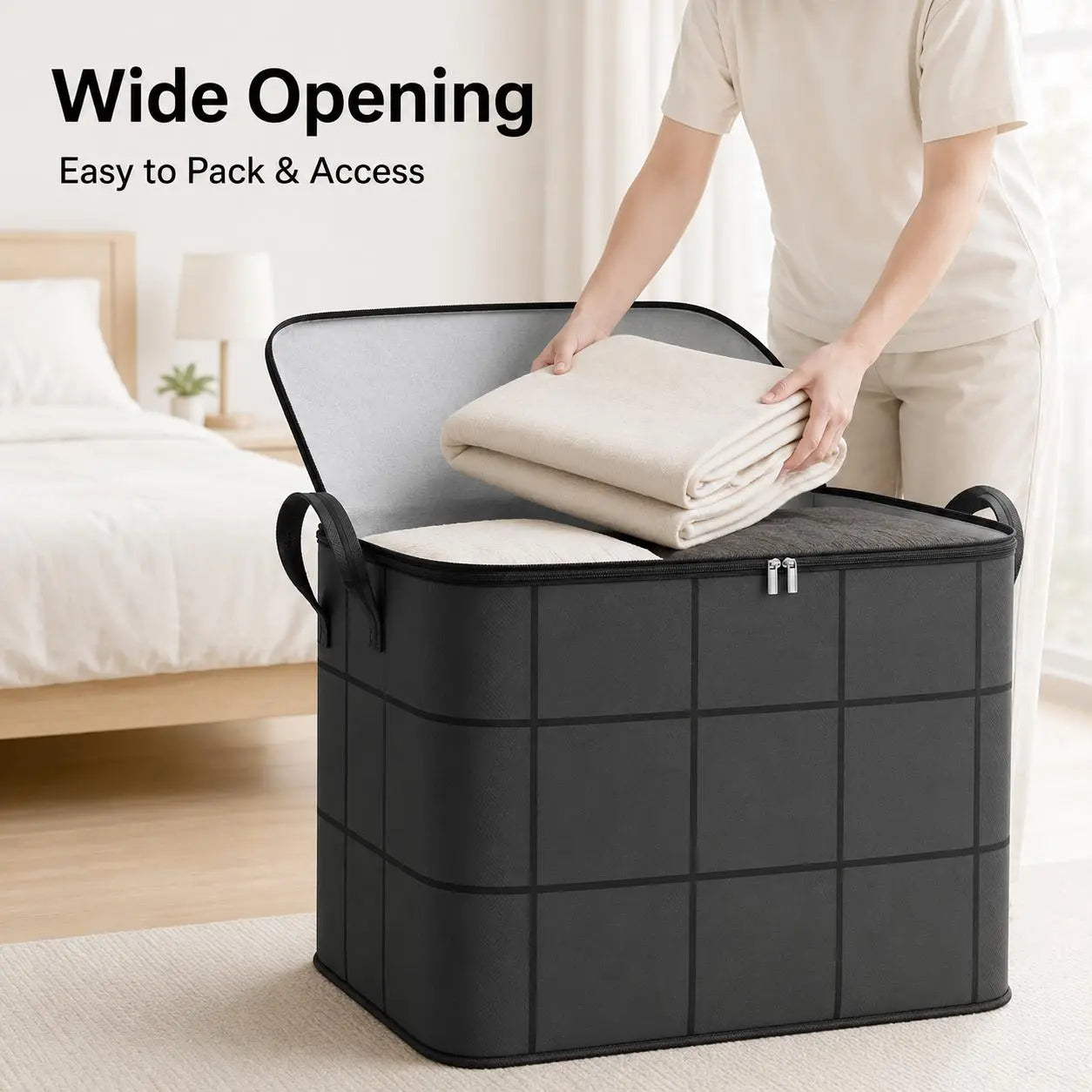 📦✨ Large Capacity Storage Bin Zippered Clothes Organizer Moving Bag 🏠🧺