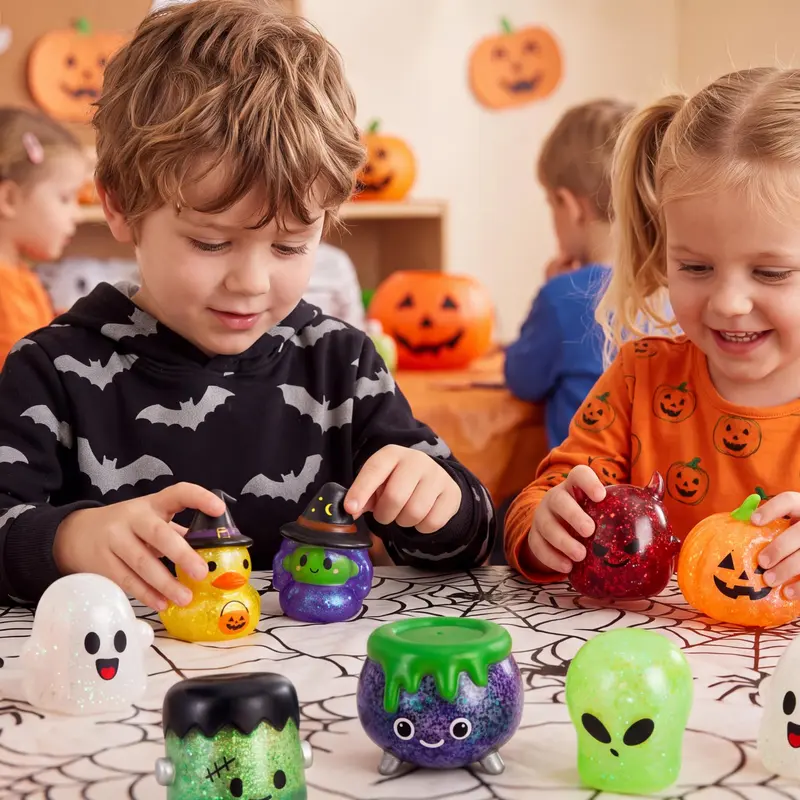 JOYIN 24pcs/60pcs/100Pcs/6pcs Halloween Mochi Squishy Toys, Halloween Toys for Halloween Party Favors, Halloween Sensory Stress Relief Toys Bulk, Trick or Treats Classroom Prizes Gifts Goodie Bag Fillers