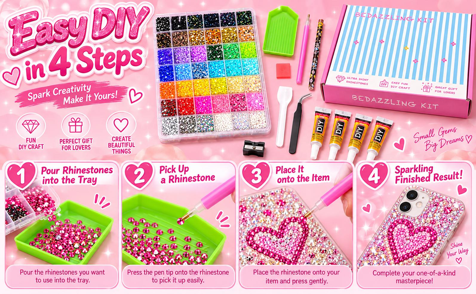42000Pcs 42Colors 3mm Round Glitter Rhinestones Bedazzling Multi-Pack Kit - Nail Tech Supplies, Sufficient Quantity for Nail Art, DIY Crafts, Ultimate Creative Gift for Her,my bedazzles item,sohochic,bedazzler kit with rhinestones,sparkles,sohochic