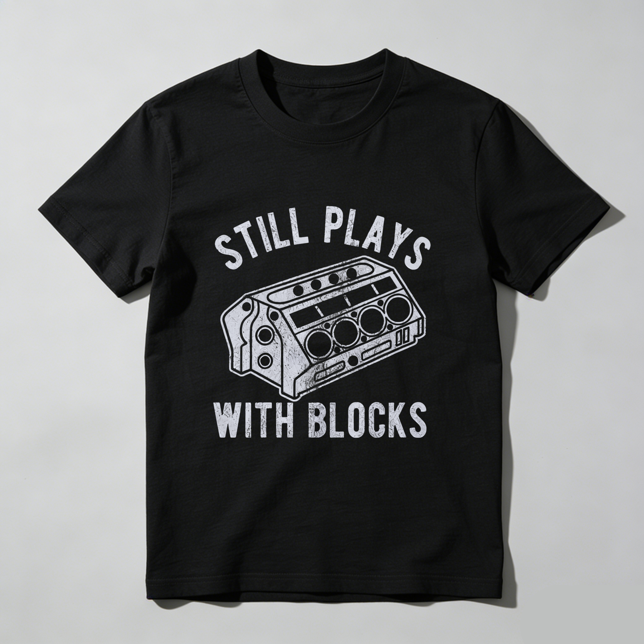 Still Plays With Blocks T Shirt Men Women Black Graphic Tee Music Speaker Design Casual Top