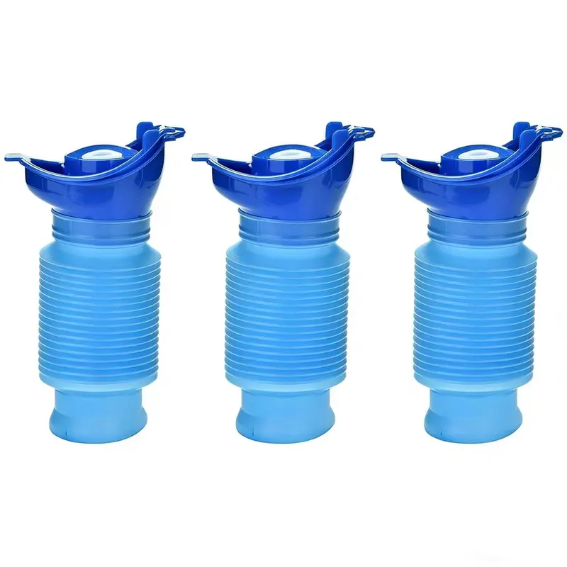 3 Pcs Portable Urinal for Men Women, Spill Proof Travel Emergency Urinal Bottle, Leak-Proof Collapsible Urinals, Personal Car Pee Bottle for Camping, Road Trips, Drivers, Seniors, Kids