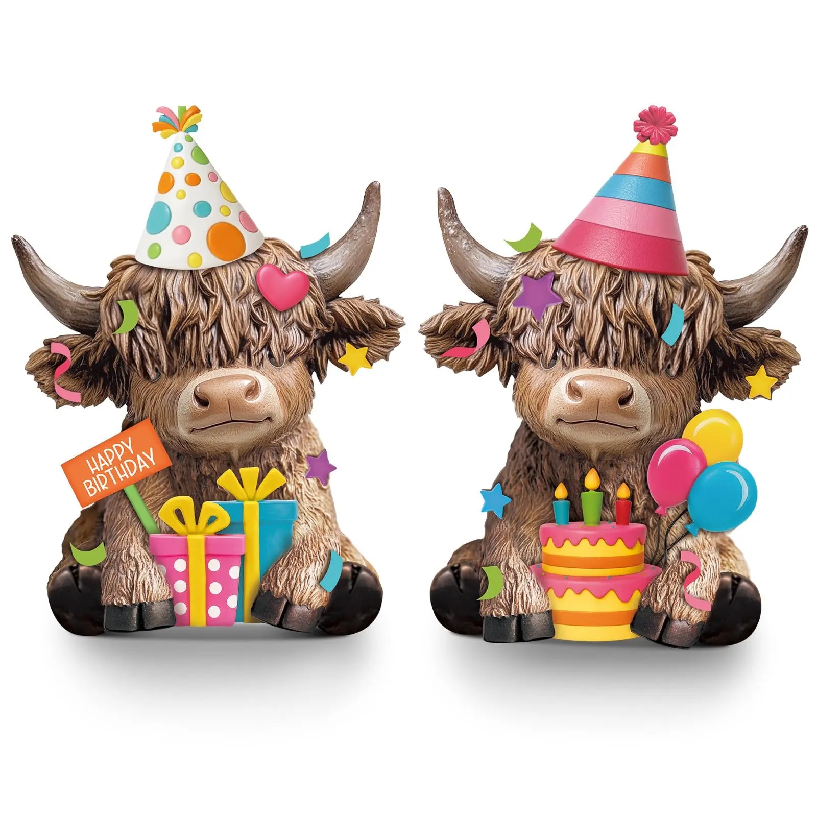 Halloween Highland Cow Statue Fall Cattle Figures 3D Highland Cattle Ornament Halloween Gift Christmas Gift Cute Decoration for Home, Halloween Party Season Decor, Housewarming Gift, Bathroom Decor, 2/3pcs
