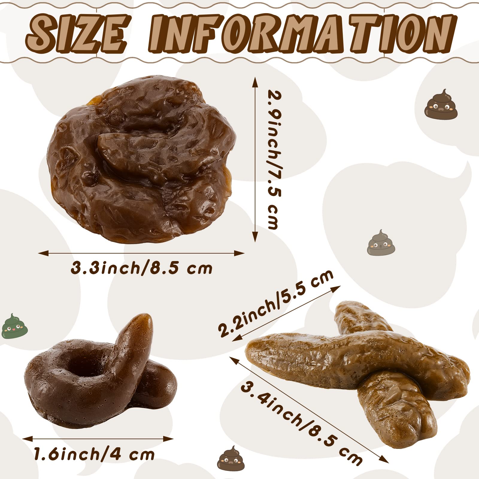 Gejoy Fake Poop 7/8 Pcs Realistic Prank Poop Props Brown Soft Poop Fun Party Supplies Prank Games with Friends Family Classmates Fake Turd Gifts Perfect for Office Pranks Pet Pranks Birthday Funny Gift for Father's Day