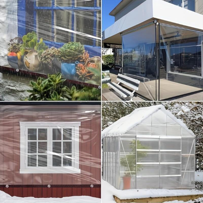 Examples of transparent PE waterproof cover used around outdoor spaces