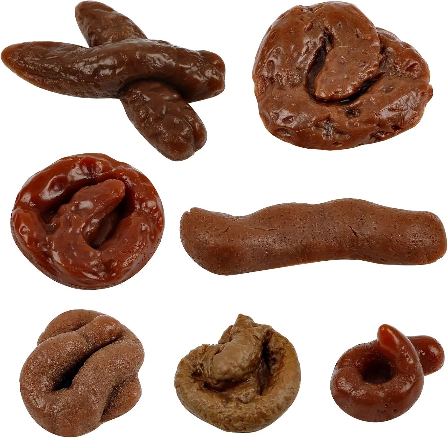 Fake Poop 7/8 Pcs Realistic Prank Poop Props Brown Soft Poop Fun Party Supplies Prank Games with Friends Family Classmates Fake Turd Gifts Perfect for Office Pranks Pet Pranks Birthday Funny Gift for Father's Day