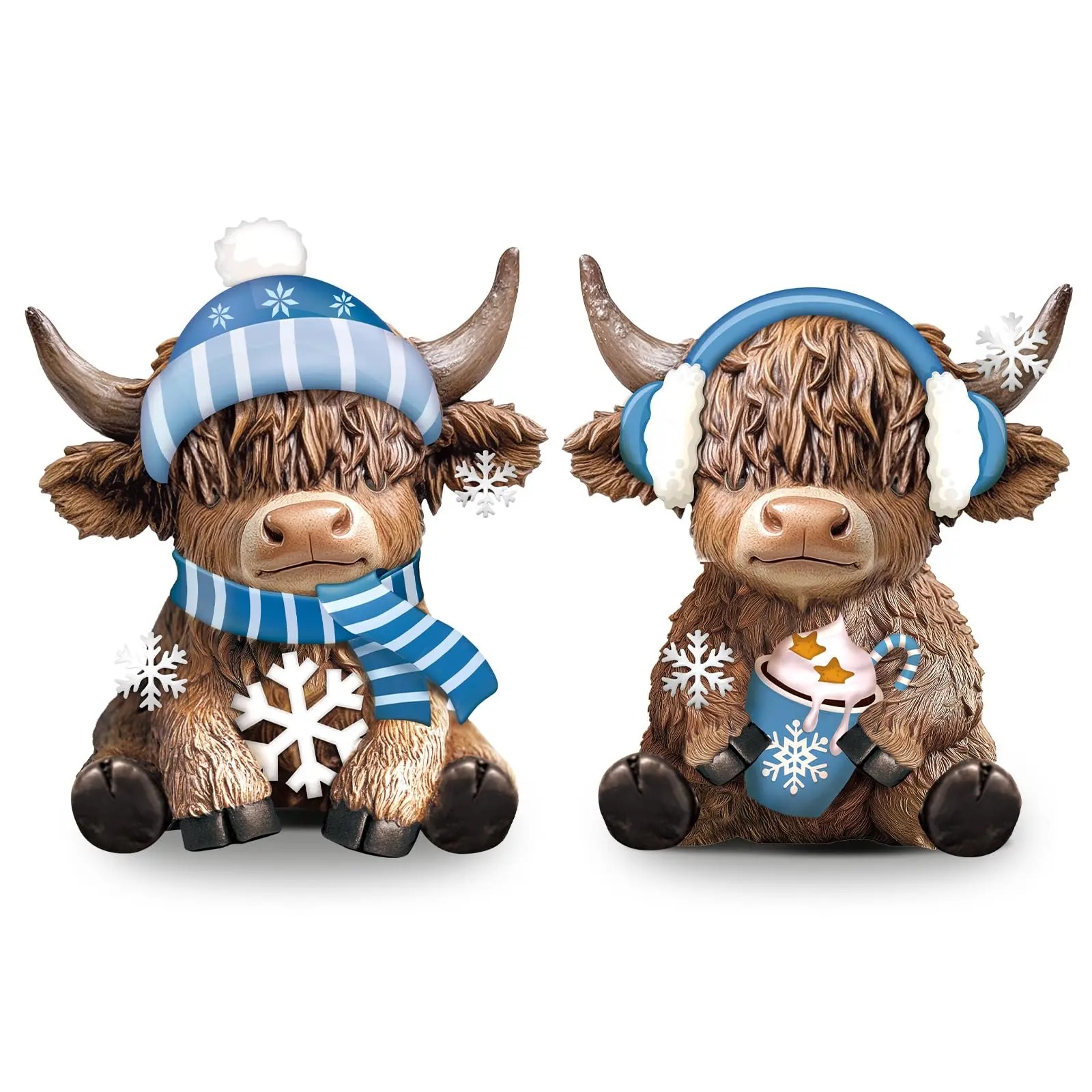 Halloween Highland Cow Statue Fall Cattle Figures 3D Highland Cattle Ornament Halloween Gift Christmas Gift Cute Decoration for Home, Halloween Party Season Decor, Housewarming Gift, Bathroom Decor, 2/3pcs