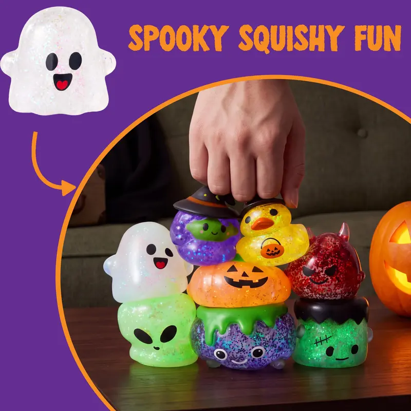 JOYIN 24pcs/60pcs/100Pcs/6pcs Halloween Mochi Squishy Toys, Halloween Toys for Halloween Party Favors, Halloween Sensory Stress Relief Toys Bulk, Trick or Treats Classroom Prizes Gifts Goodie Bag Fillers