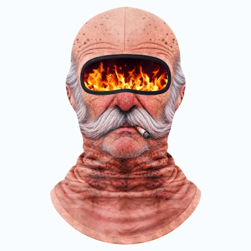 Funny Realistic 3D Printed Ski Mask - Full Face Winter Balaclava for Elderly, Festive & Party Masks Accessory