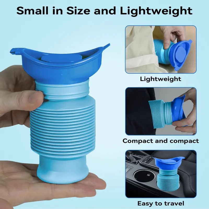 3 Pcs Portable Urinal for Men Women, Spill Proof Travel Emergency Urinal Bottle, Leak-Proof Collapsible Urinals, Personal Car Pee Bottle for Camping, Road Trips, Drivers, Seniors, Kids