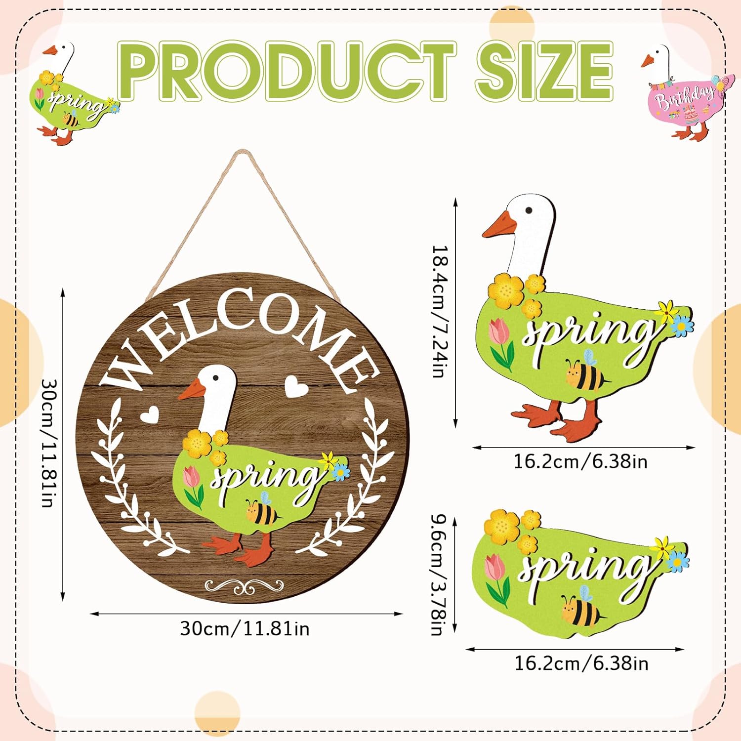 Gejoy Magnetic Interchangeable Goose Sign - Rustic Farmhouse Wooden Welcome Decor, Halloween Things for Front Door Porch Accessories, House Decor Entryway Hanging Housewarming Gift, Wall Hanging