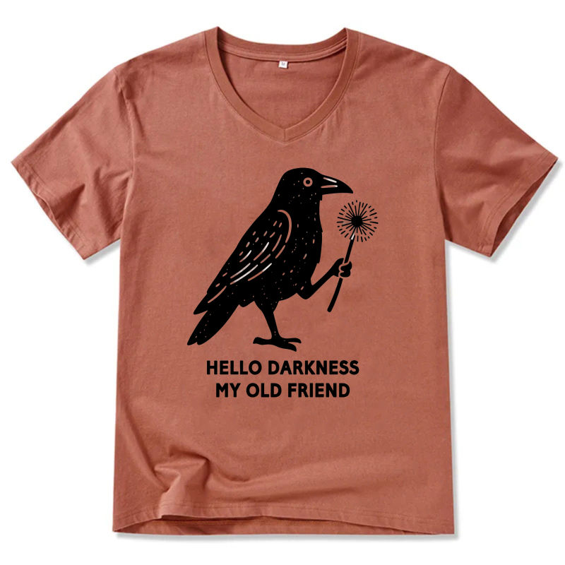 Hello Darkness My Old Friend Raven T-Shirt Black Bird Design