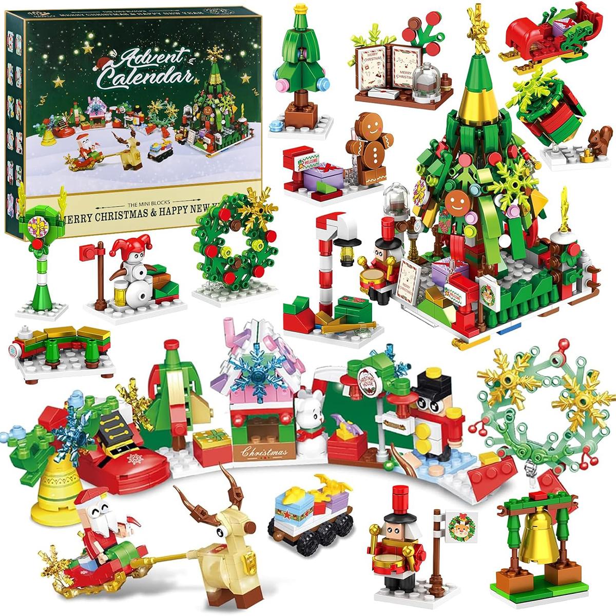 Christmas Advent Calendar Building Blocks | 24 Days Countdown Blind Box, 24-in-1 Xmas Bricks Kit, Santa & Christmas Tree Building Toy, Kids Holiday Gift Christmas Advent Calendar Building Blocks | 24 Days Countdown Blind Box, 24-in-1 Xmas Bricks Kit, Santa & Christmas Tree Building Toy, Kids Holiday Gift