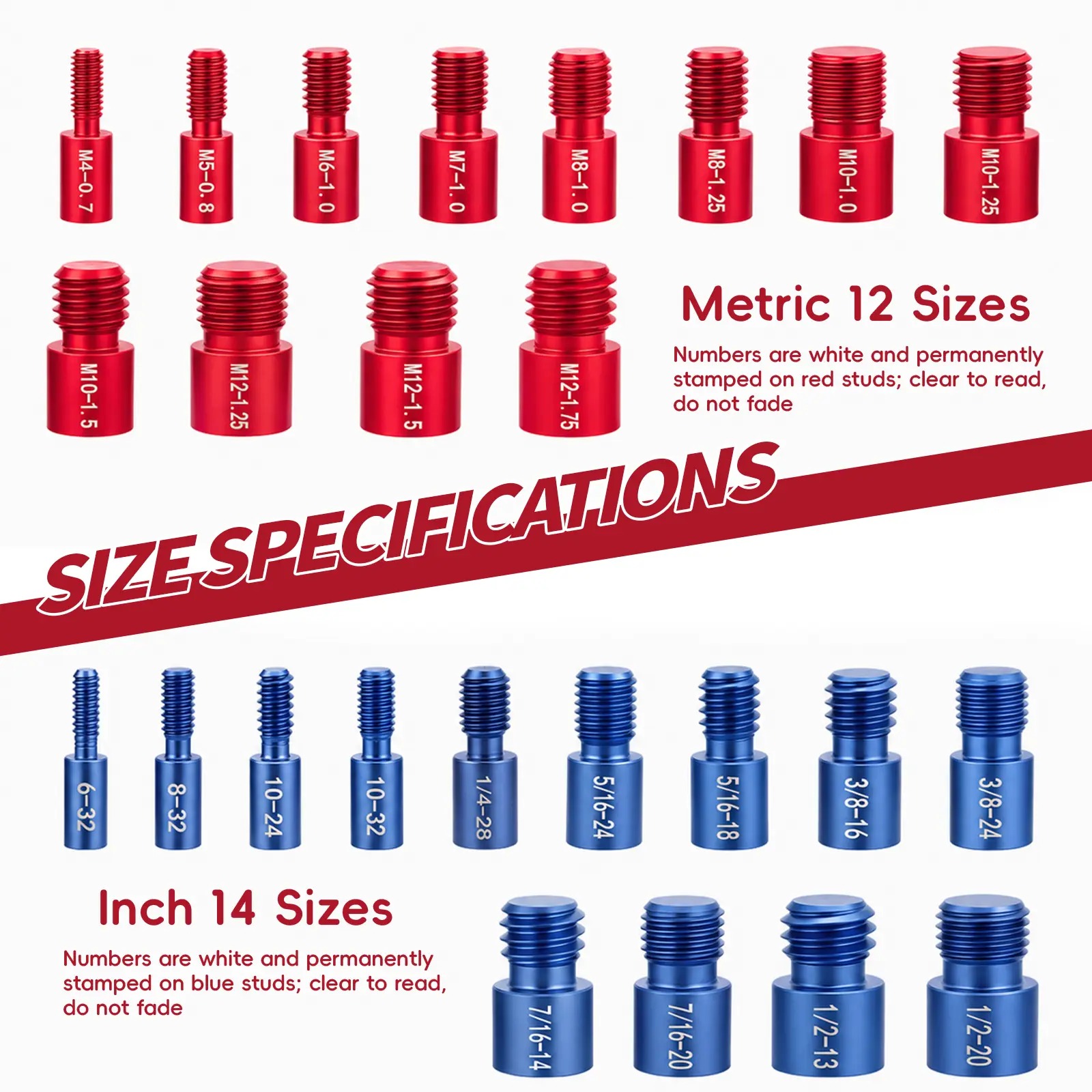 26/44PCS Nut and Bolt Thread Checker - Comprehensive Bolt Size and Thread Gauge Tool, Inch & Metric Sizes, with Handy Tool Box, Excellent for Home Garages and Car Repairs, Snapfixmate,
