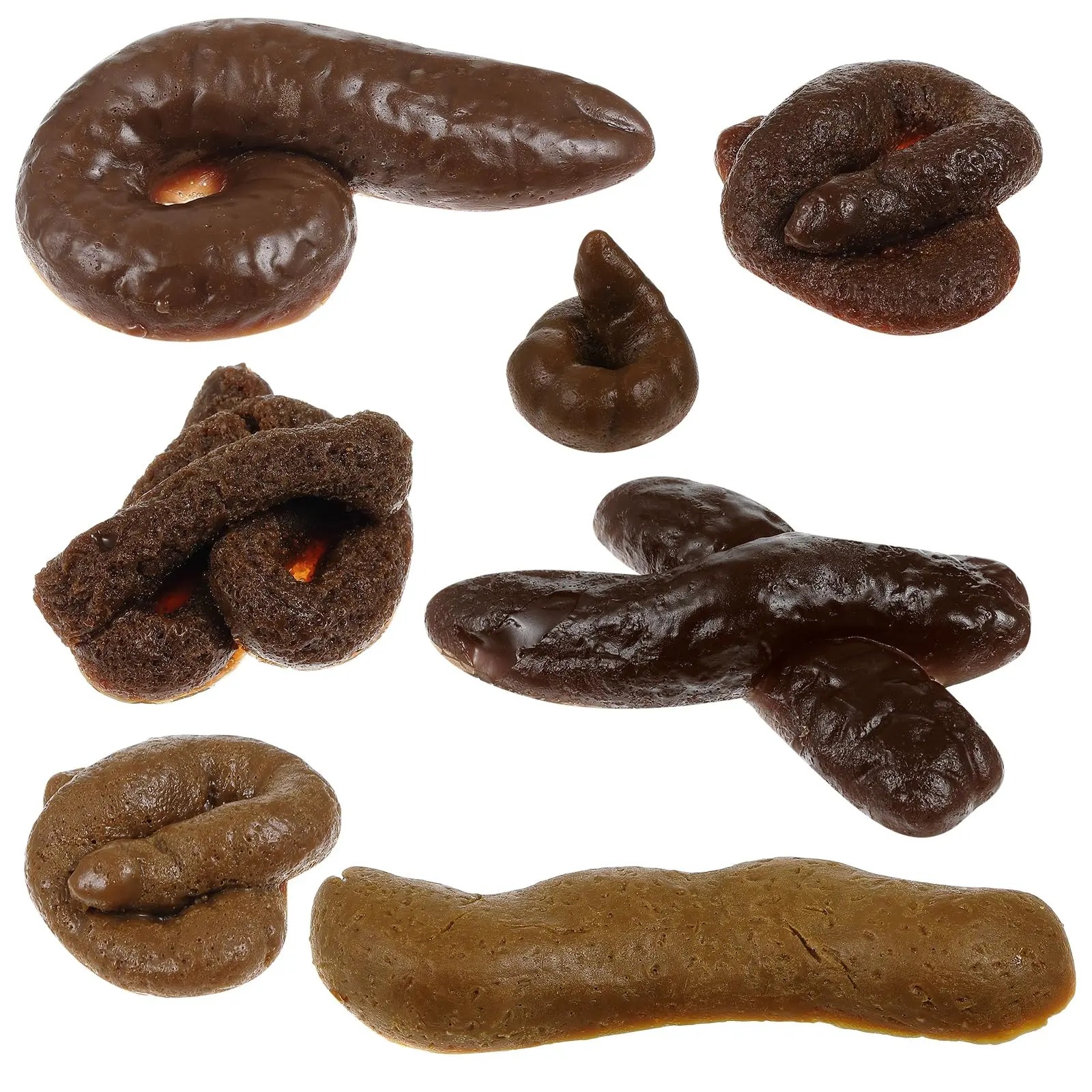 Fake Poop 7/8 Pcs Realistic Prank Poop Props Brown Soft Poop Fun Party Supplies Prank Games with Friends Family Classmates Fake Turd Gifts Perfect for Office Pranks Pet Pranks Birthday Funny Gift for Father's Day