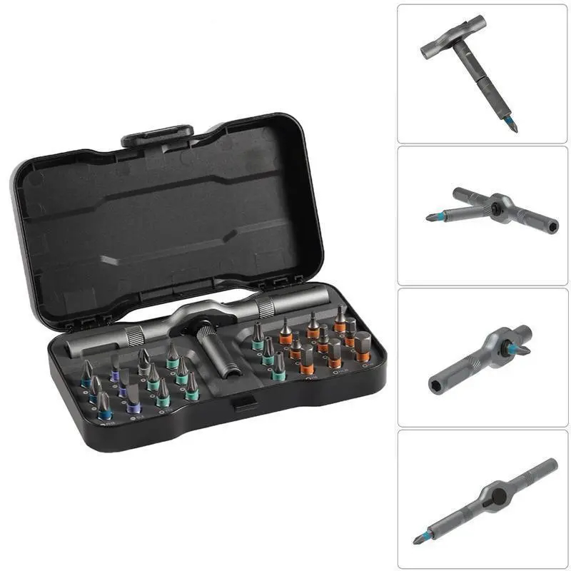Ratchet Magetic Screwdriver Set, S2 Steel Precision Screwdriver Set - Removable Self Assembly Screwdriver Kit for Furniture Assembly and Repair - Gift for DIYer