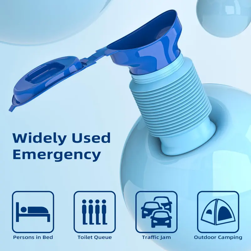 3 Pcs Portable Urinal for Men Women, Spill Proof Travel Emergency Urinal Bottle, Leak-Proof Collapsible Urinals, Personal Car Pee Bottle for Camping, Road Trips, Drivers, Seniors, Kids