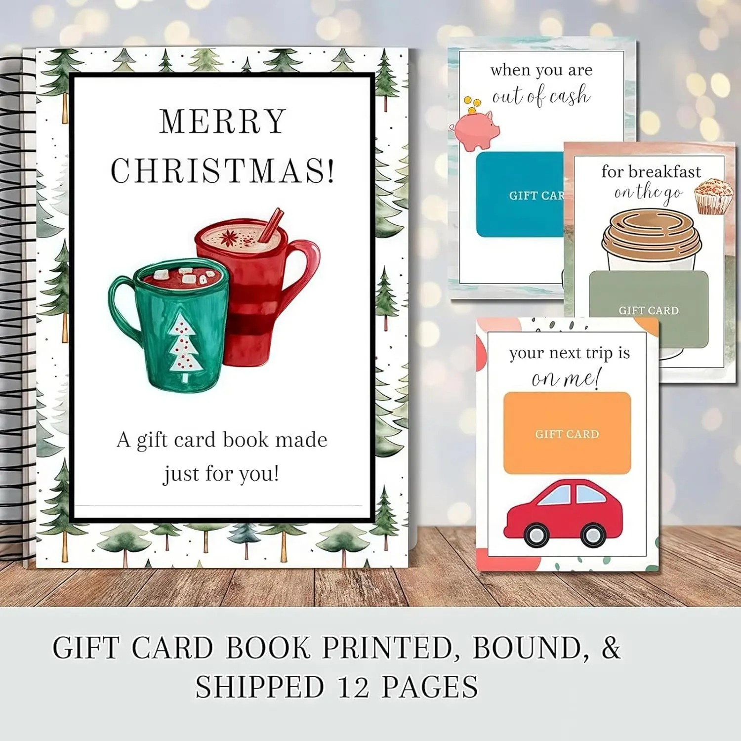Christmas Gift Card Book, DIY Spiral-Bound Christmas Gift Card Holder Book, 5x7 Inch Colorful Design, Personalized Xmas Gifts for Family, Festive & Party Supplies