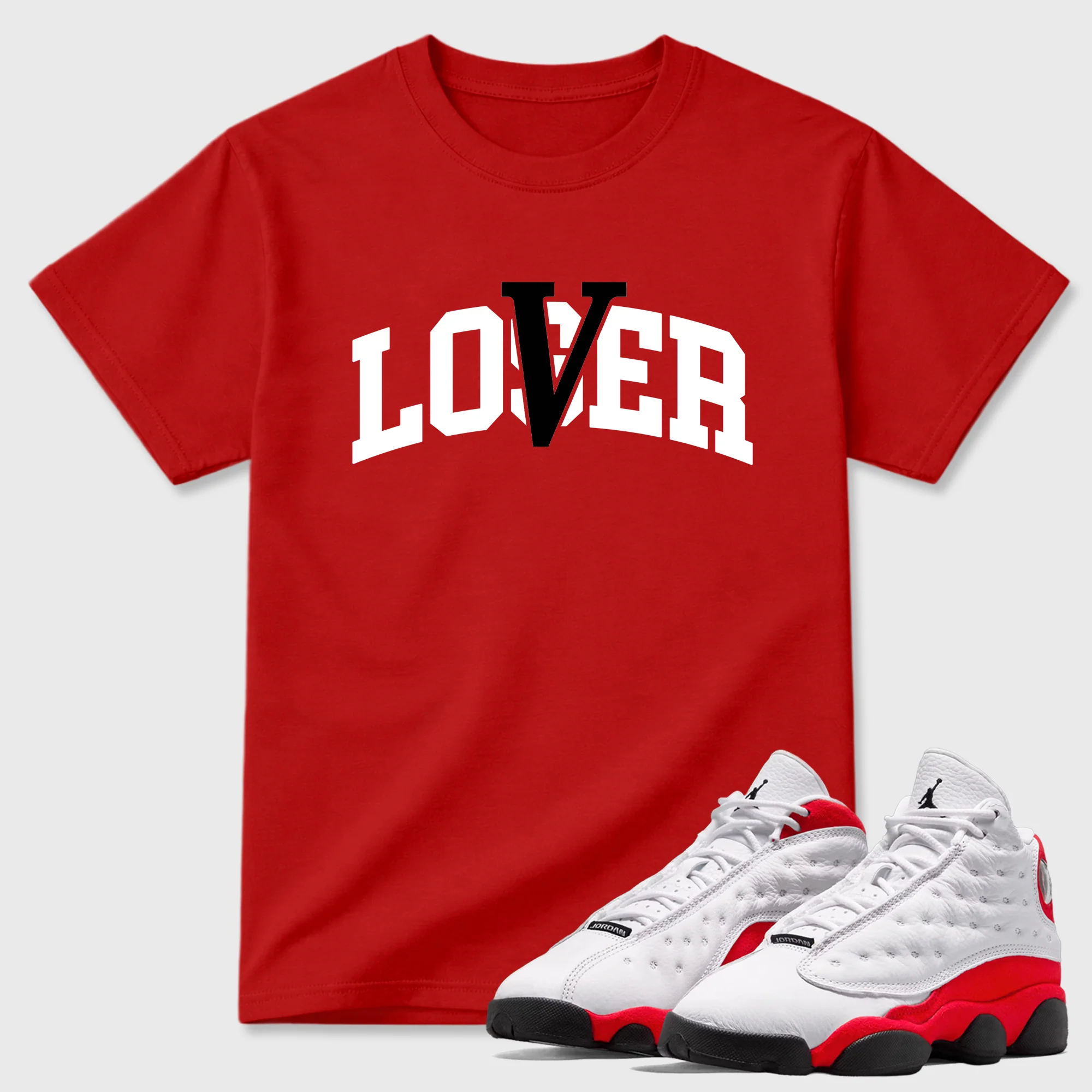 Loser Lover Varsity  Tees - Air Jordan 13 University Red-TeeWavo
