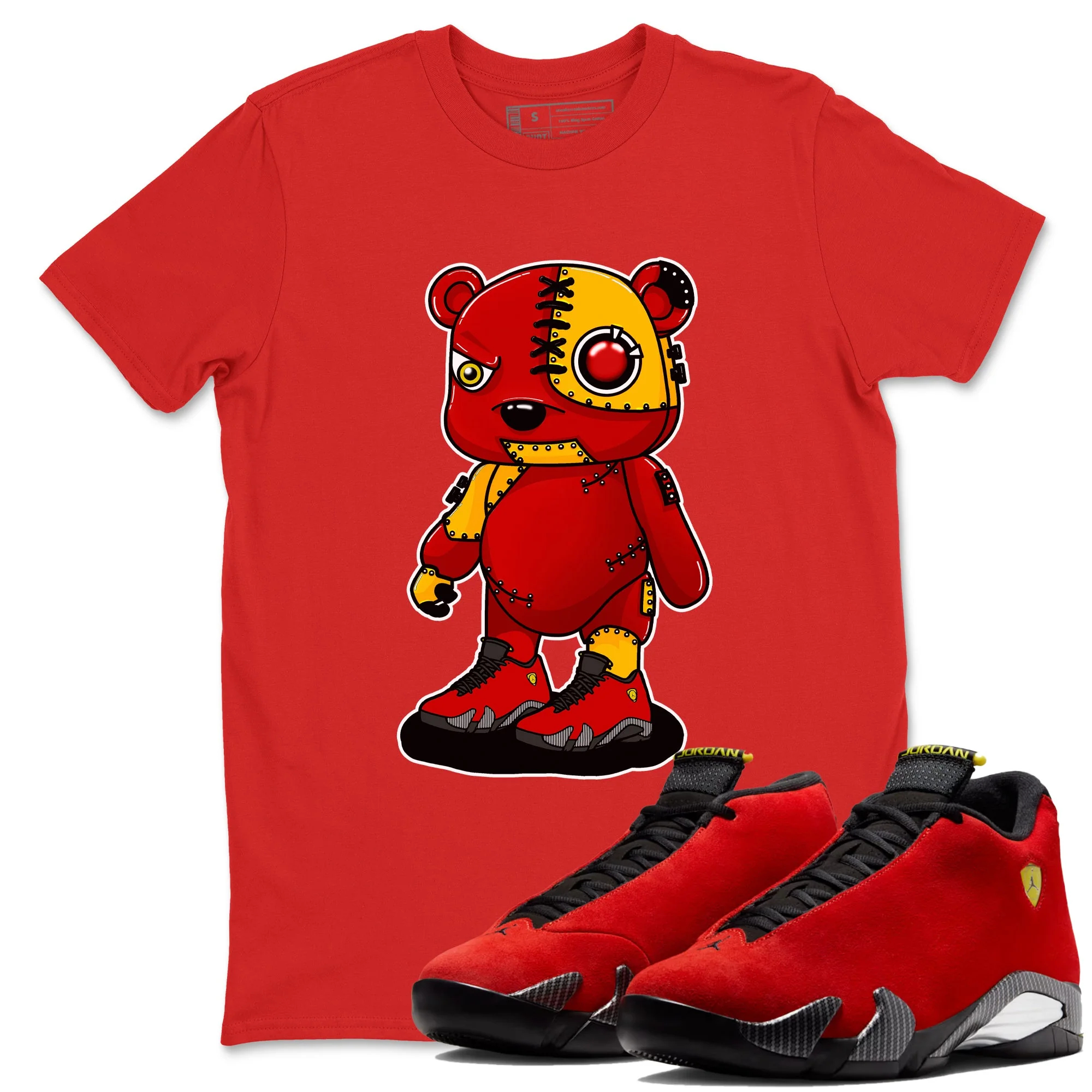 Cyborg Bear Sneaker Tees - Air Jordan 14 Challenge Red