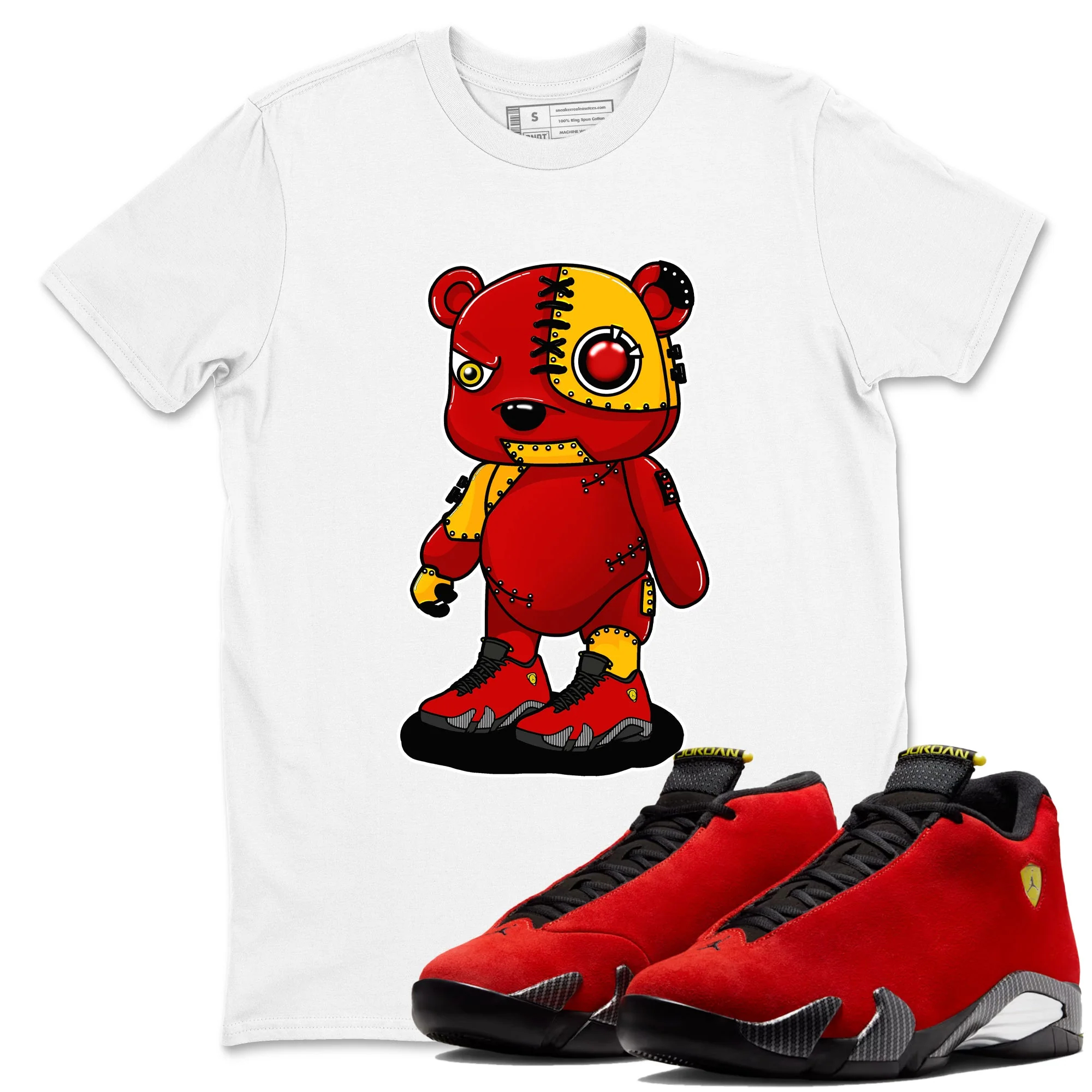 Cyborg Bear Sneaker Tees - Air Jordan 14 Challenge Red