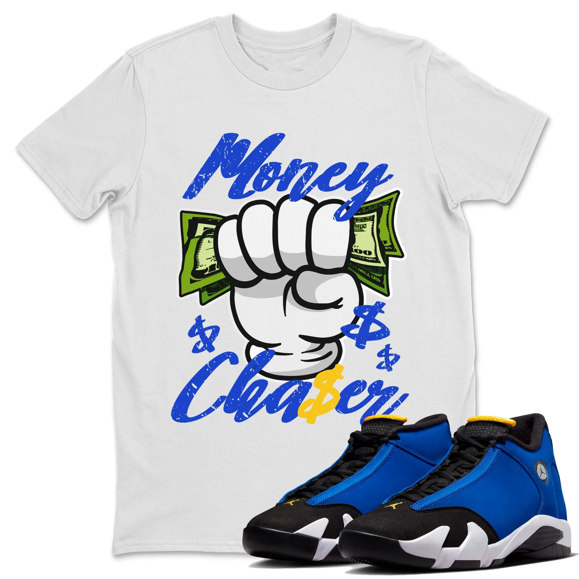 Money Chaser Unisex Tops - Air Jordan 14 Laney