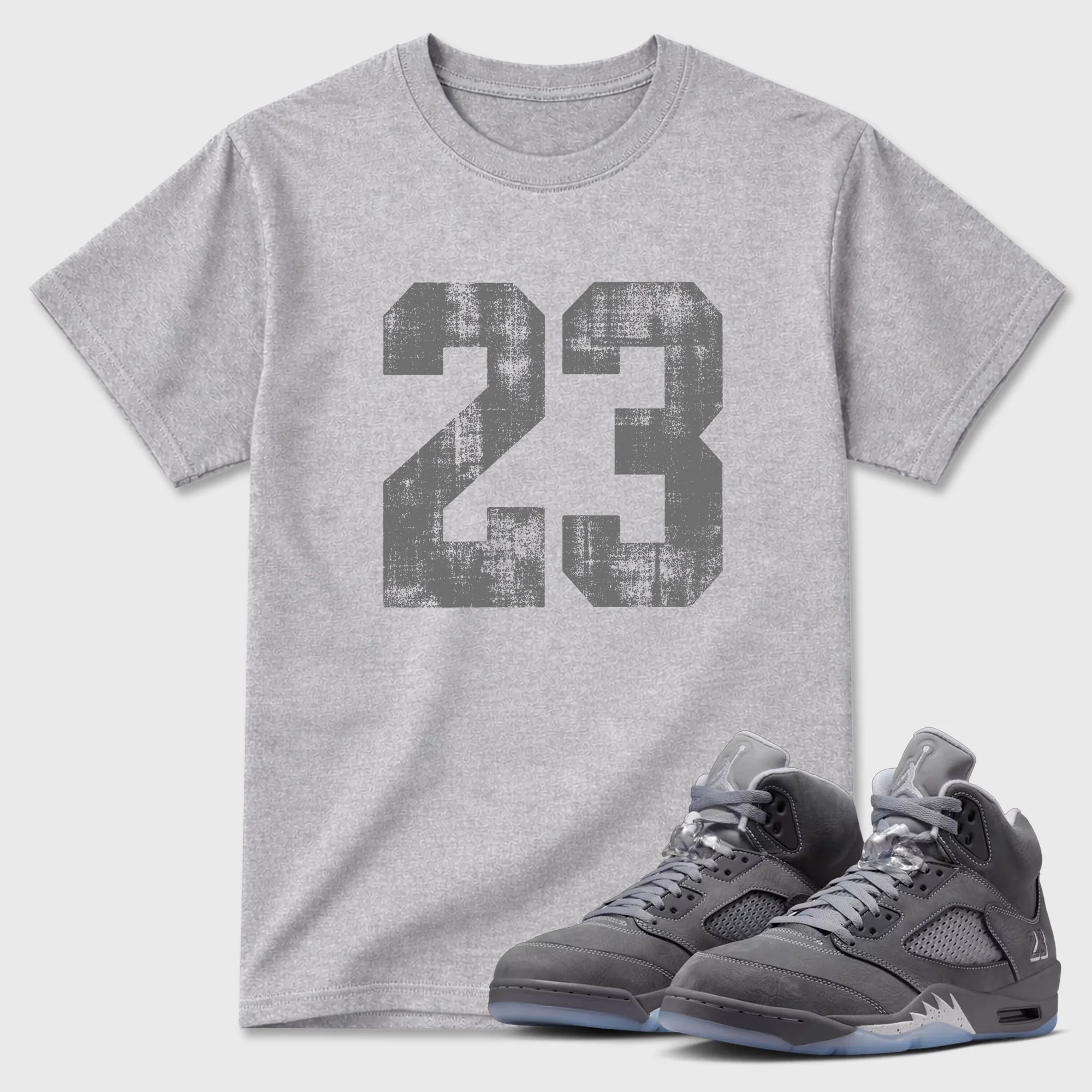 No.23 TEEWAVO Sneaker Tees - Air Jordan 5 Wolf Grey