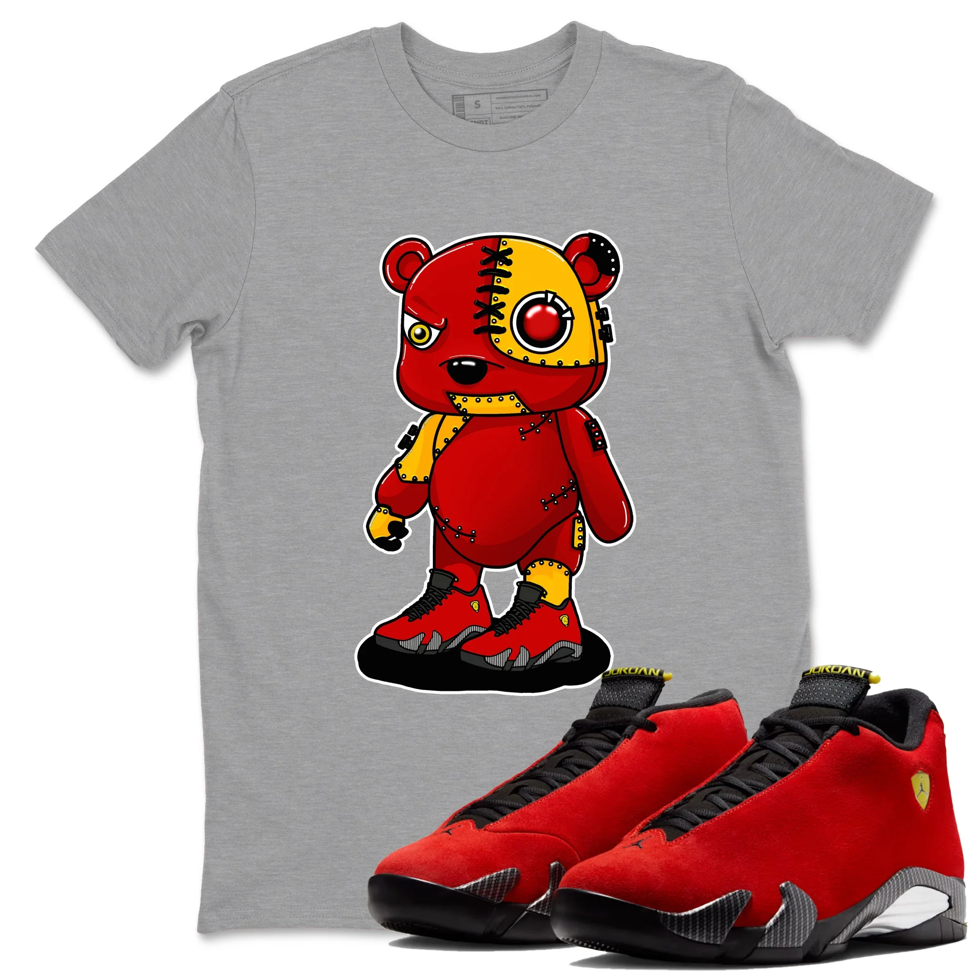 Cyborg Bear Sneaker Tees - Air Jordan 14 Challenge Red