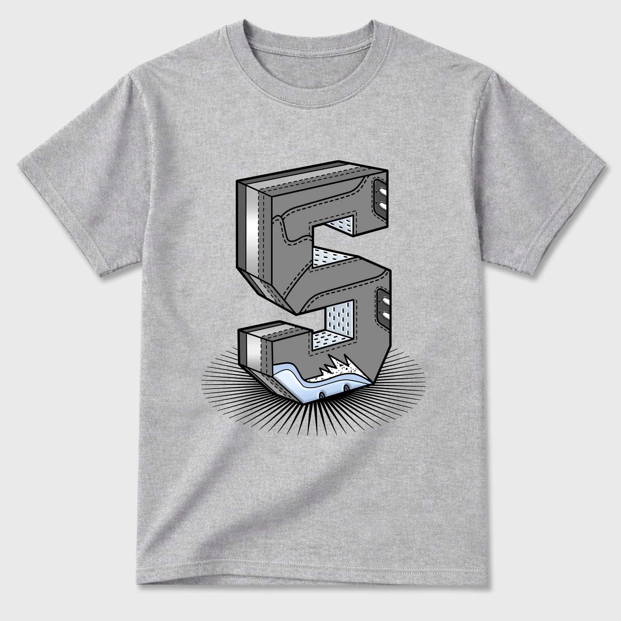 Number Statue TEEWAVO Sneaker Tees - Air Jordan 5 Wolf Grey