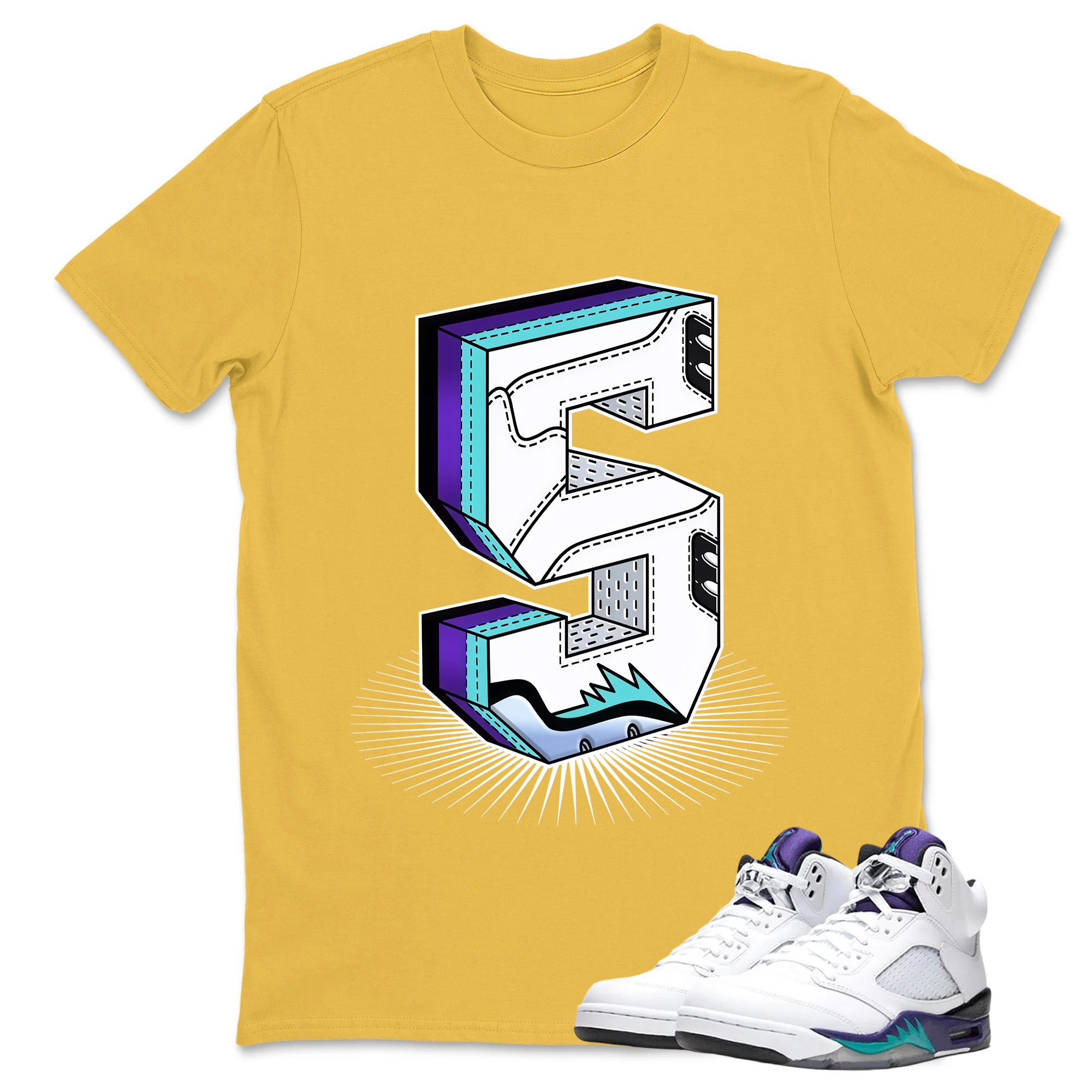 Cartoon Hands Sneaker Tees - Air Jordan 5 Grape