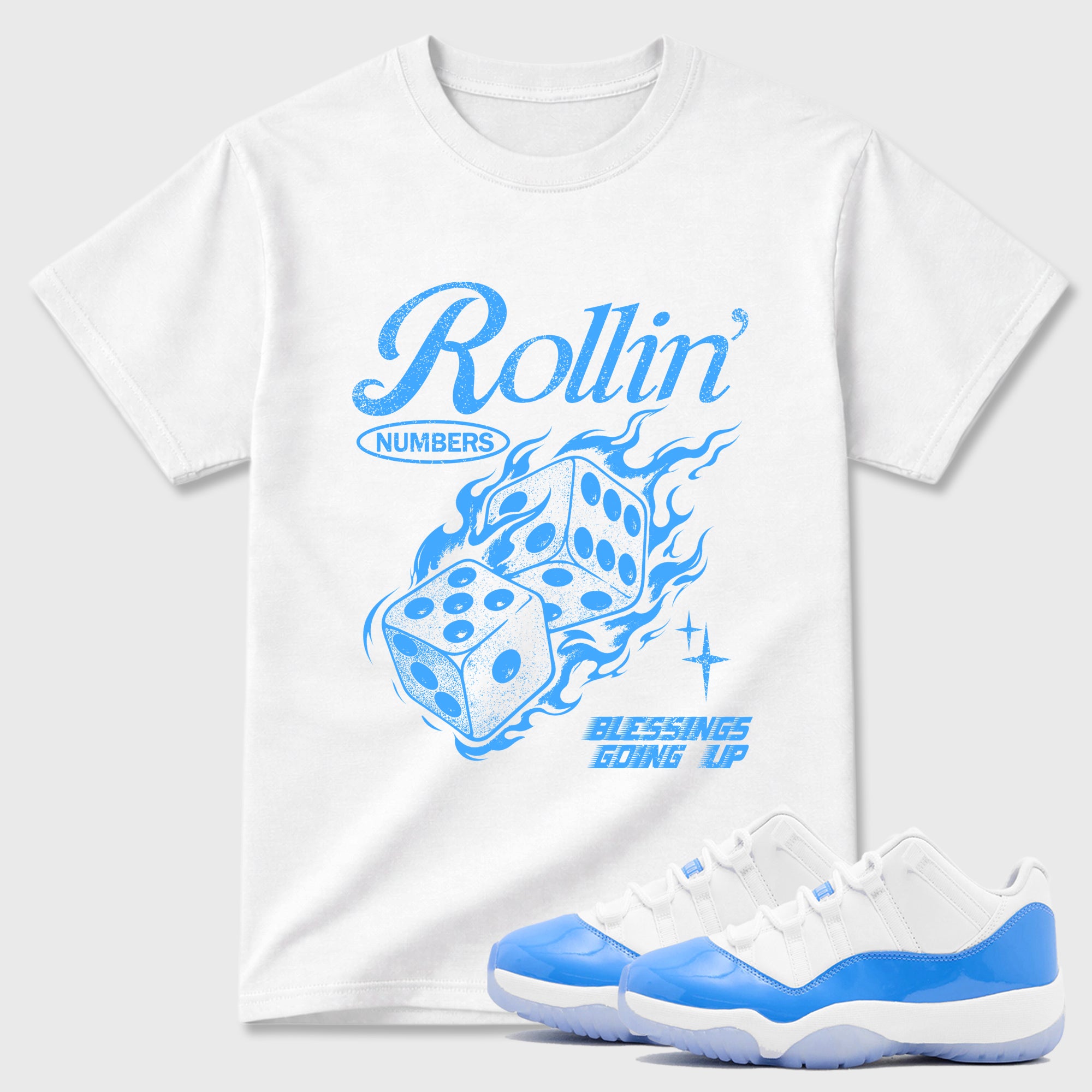 Rollin Numbers  Sneaker Tees - Air Jordan 11 University Blue