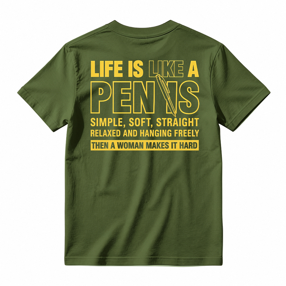 Funny Shirt, LIfe Is Like A Pen, Short Sleeve Printed Graphic Shirt, Daily Menswear