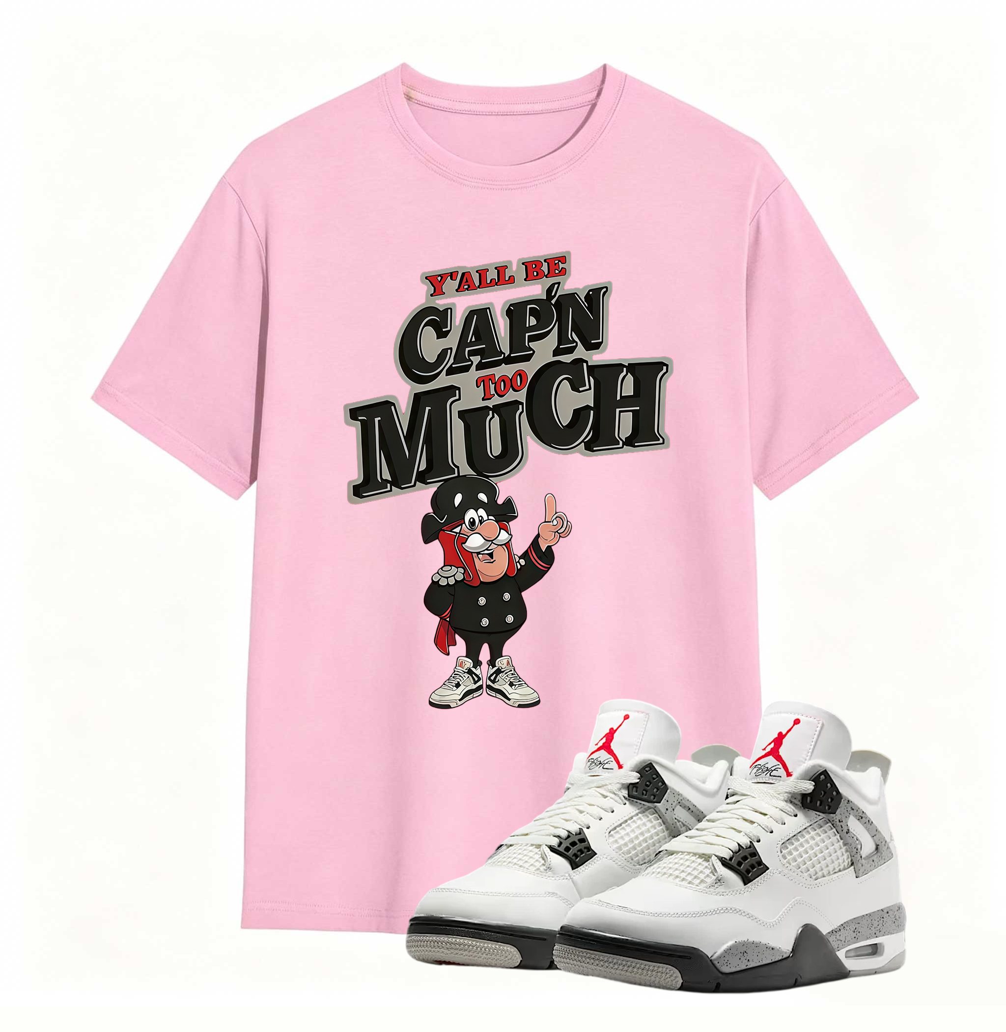 AJ 4 Retro White Cement Cap'n Too Much Sneaker T Shirt