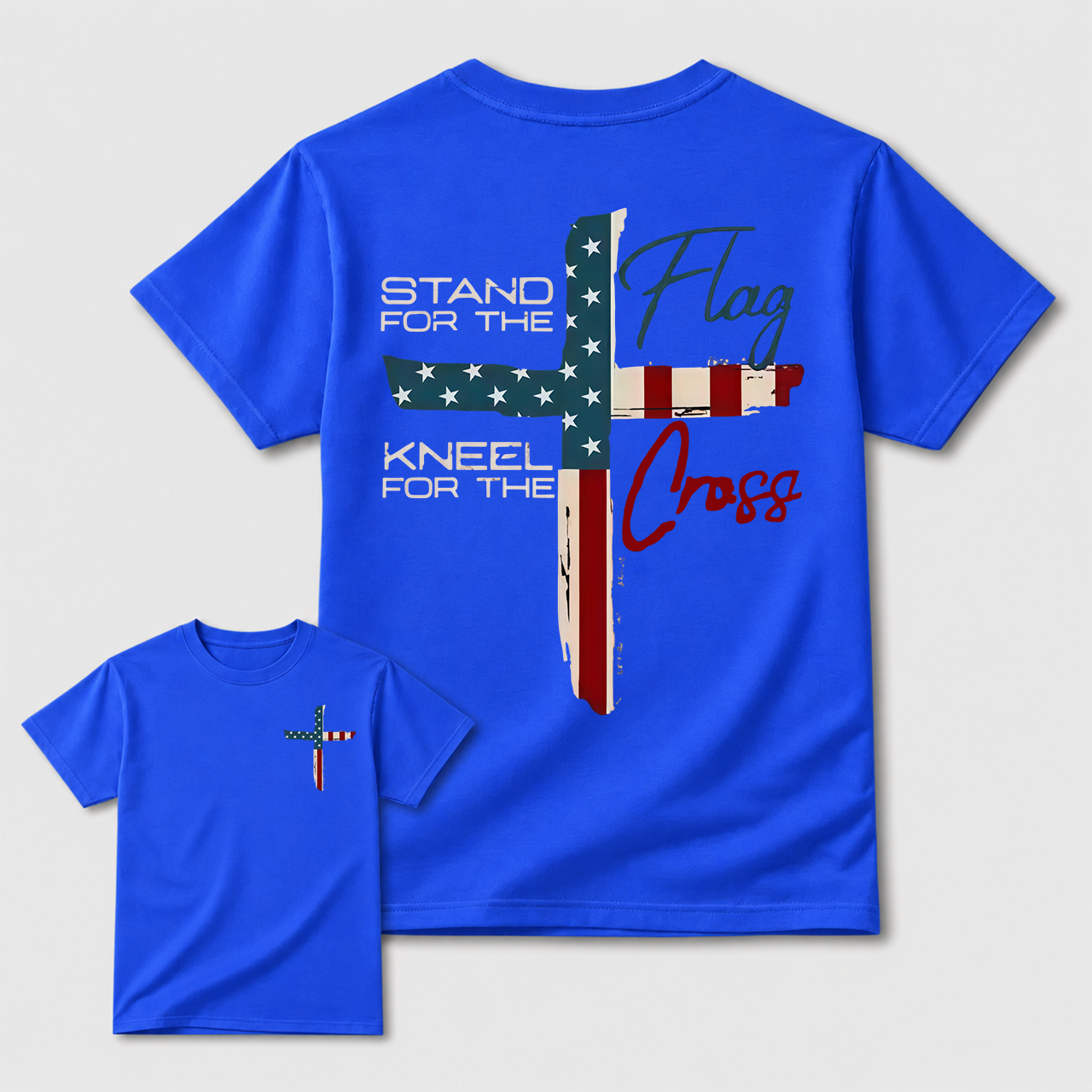Patriotic Christian Faith T-Shirt – Stand for Flag Kneel for Cross Religious Shirt