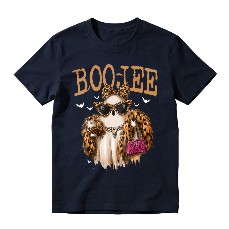 Boojee Leopard Print Ghost With Sunglasses And Pink Handbag Graphic T-shirt