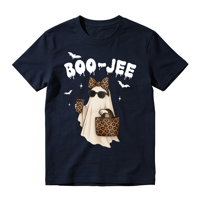 Boo Jee Leopard Print Ghost With Sunglasses And Handbag Halloween T-shirt