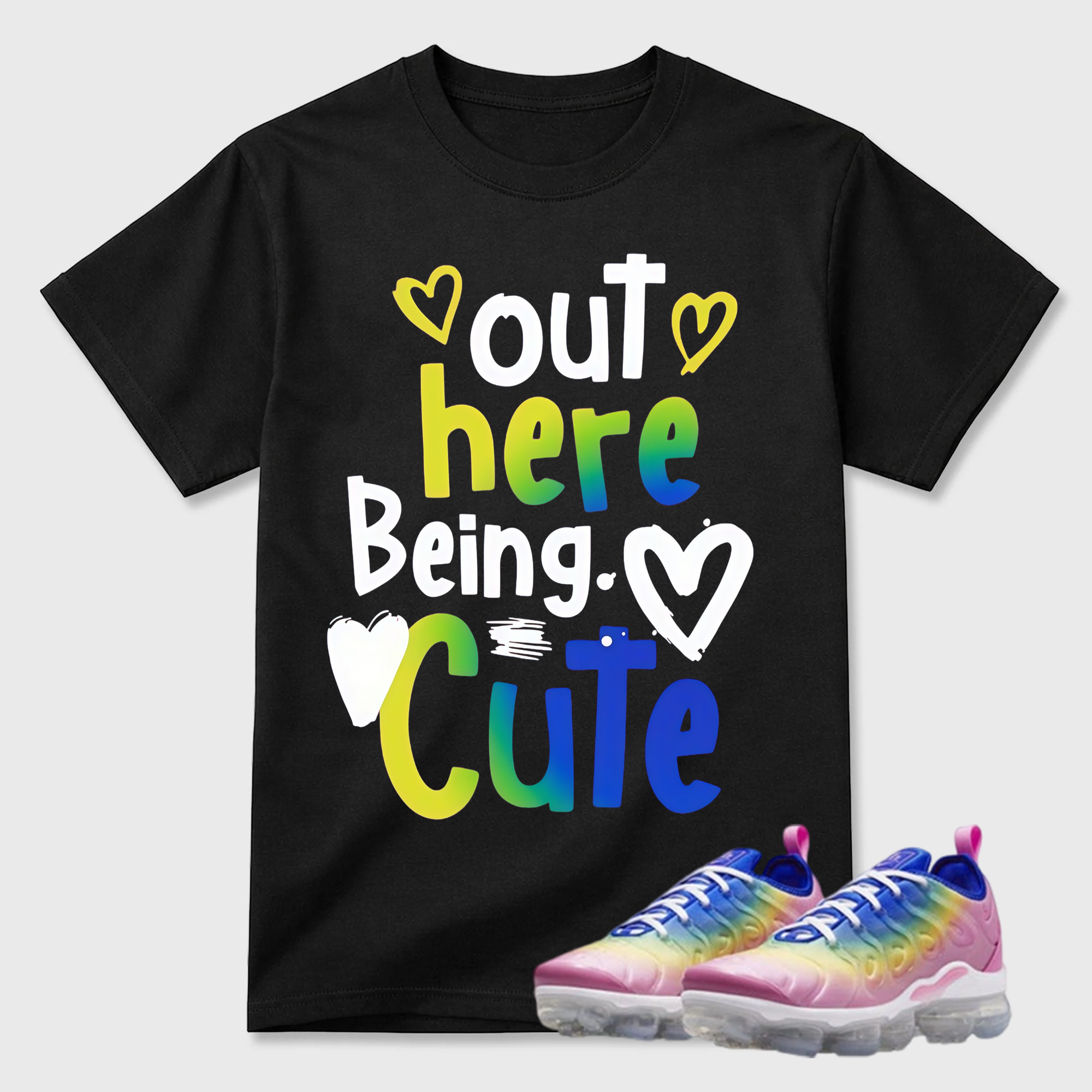 VaporMax Rainbow Air Plus Pink Spell Spring Green Racer Blue Citron Pulse T Shirt