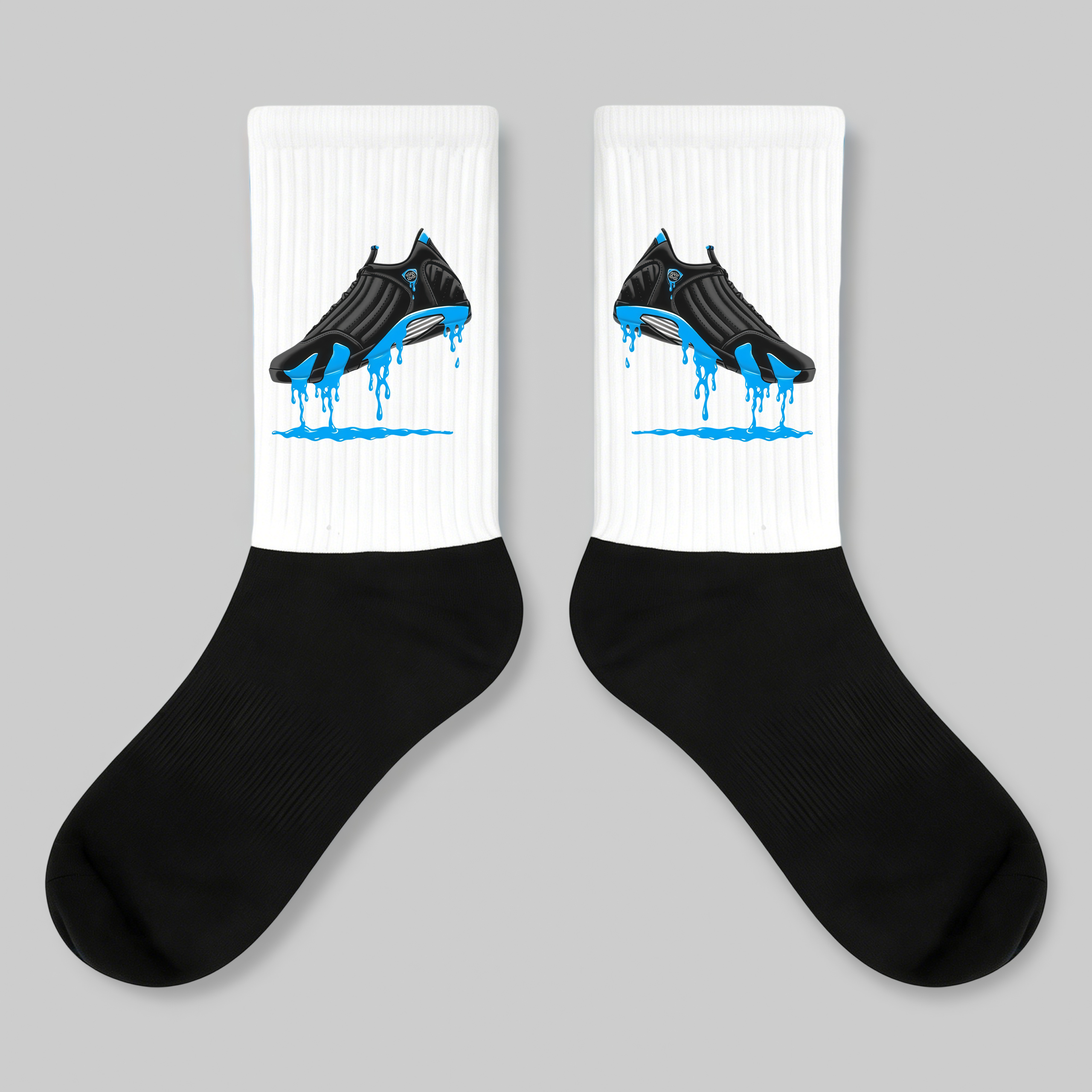 Crew Socks Black Blue Drip Sneaker Print
