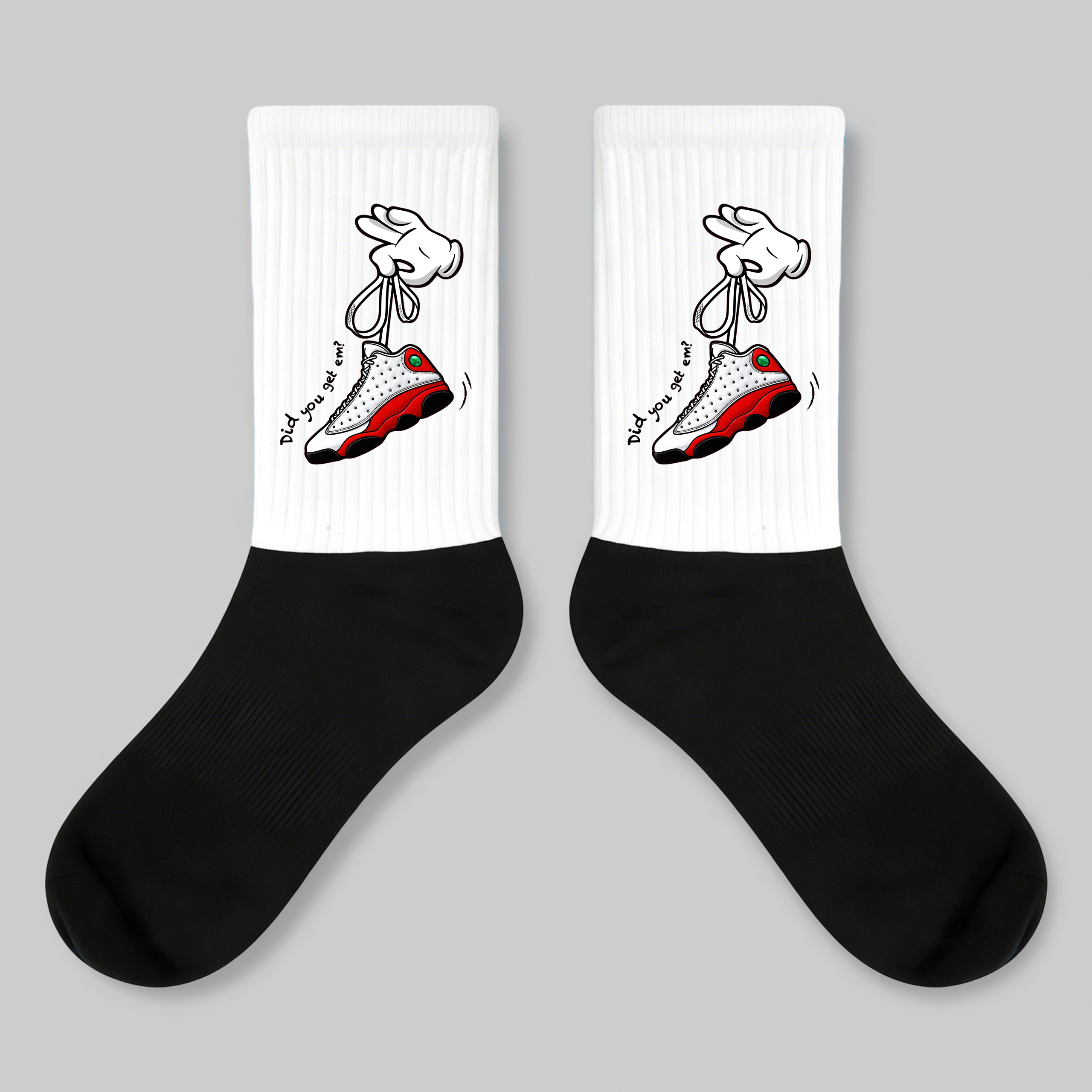 Crew Socks Cartoon Hand Tying Jordan 13 Print