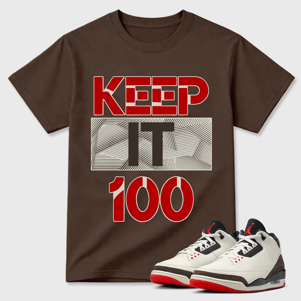 "Keep It 100" Blue Geometric Pattern Air Jordan 3 Pairing Tee