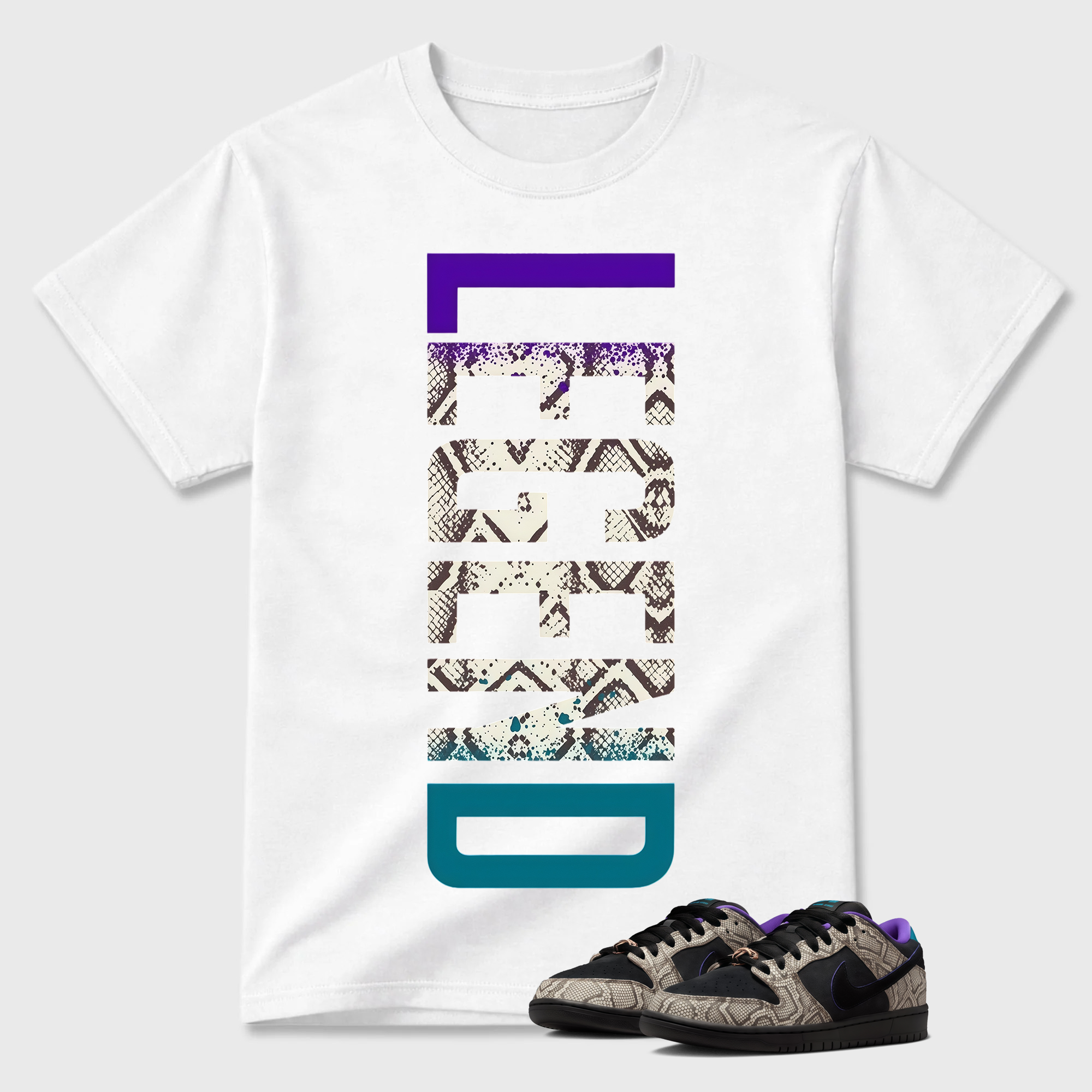 Vertical "DENI" Snake Print T-Shirt To Match Dunk Snake