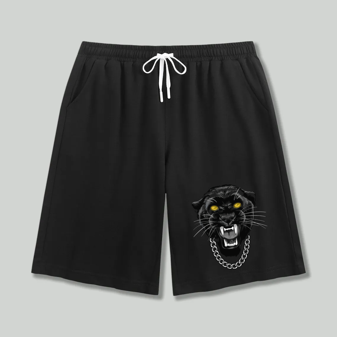 Unisex athletic shorts Black Panther With Gold Chain Graphic Print