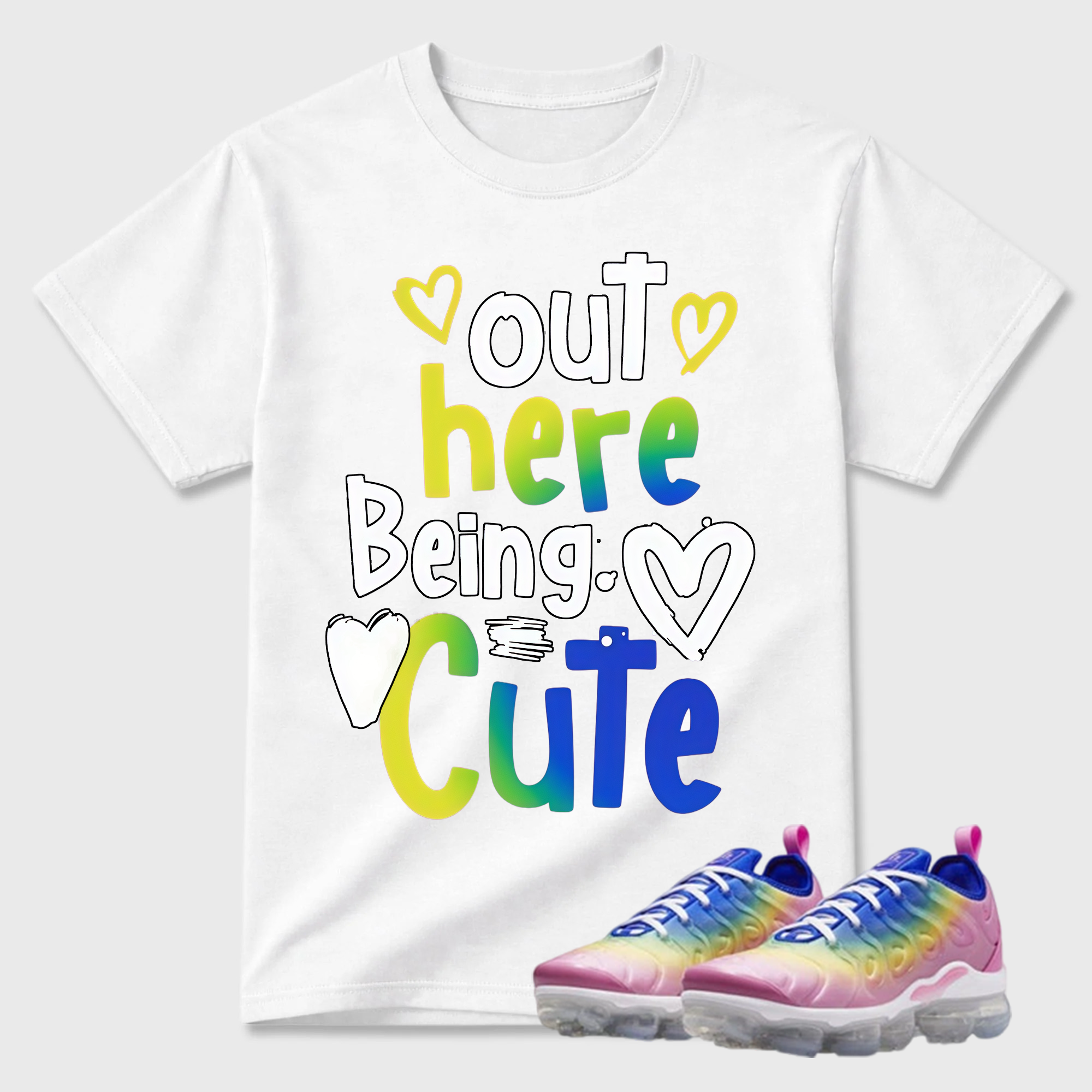 VaporMax Rainbow Air Plus Pink Spell Spring Green Racer Blue Citron Pulse T Shirt