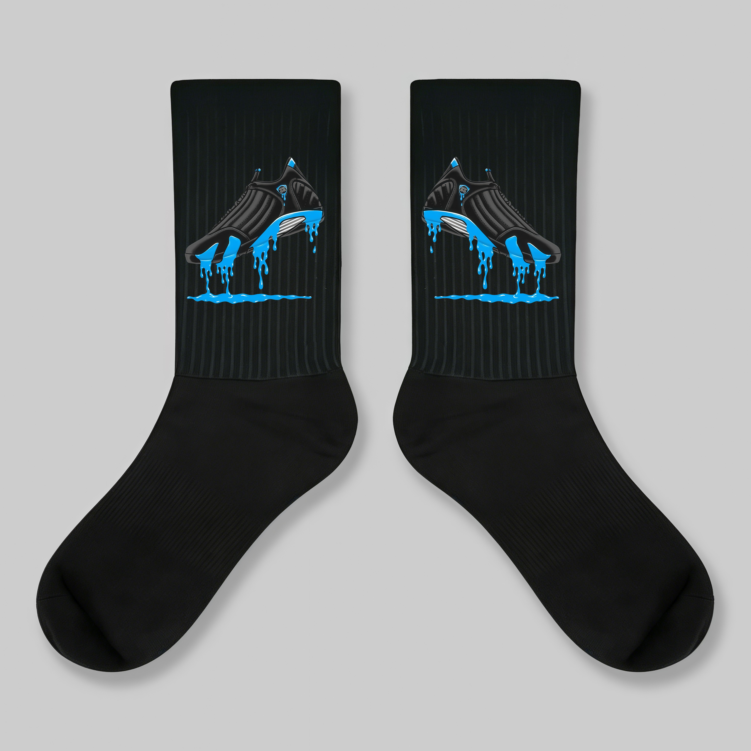 Crew Socks Black Blue Drip Sneaker Print